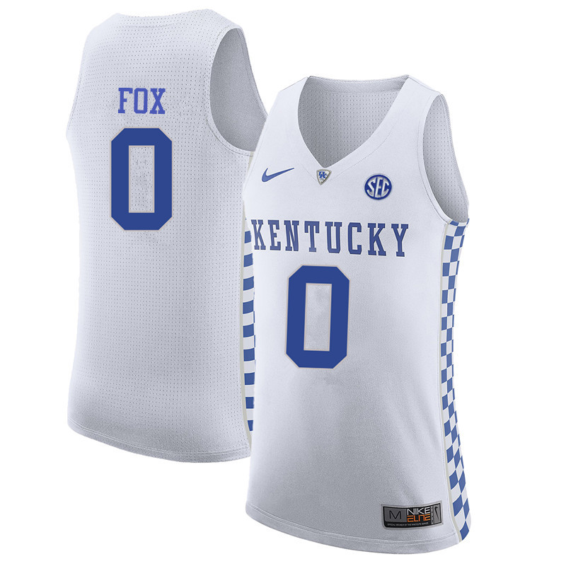 Men Kentucky Wildcats #0 DeAaron Fox College Basketball Jerseys-White